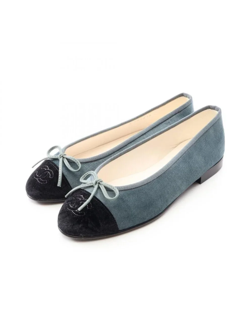 Chanel Pumps CC Logo Fabric Ballet Shoes